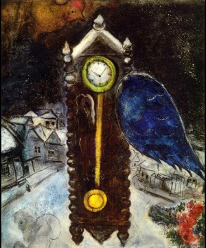 Uhr mit Blue Wing Zeitgenosse Marc Chagall Ölgemälde